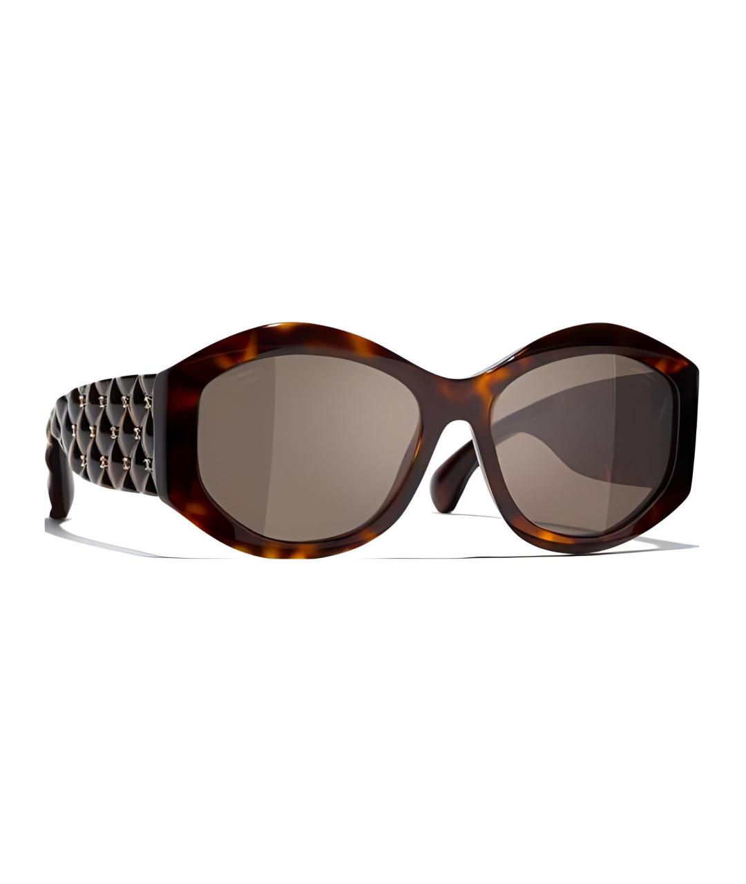 CHANEL Коричневые пластиковые солнцезащитные очки, фото 1