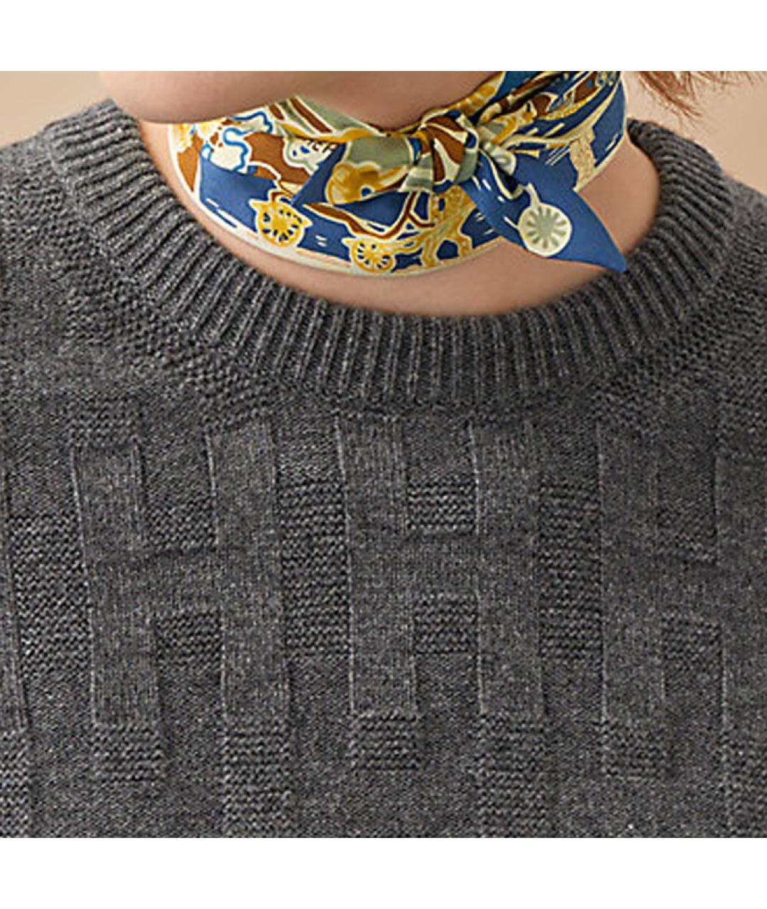 HERMES Горчичный шелковый шарф, фото 2