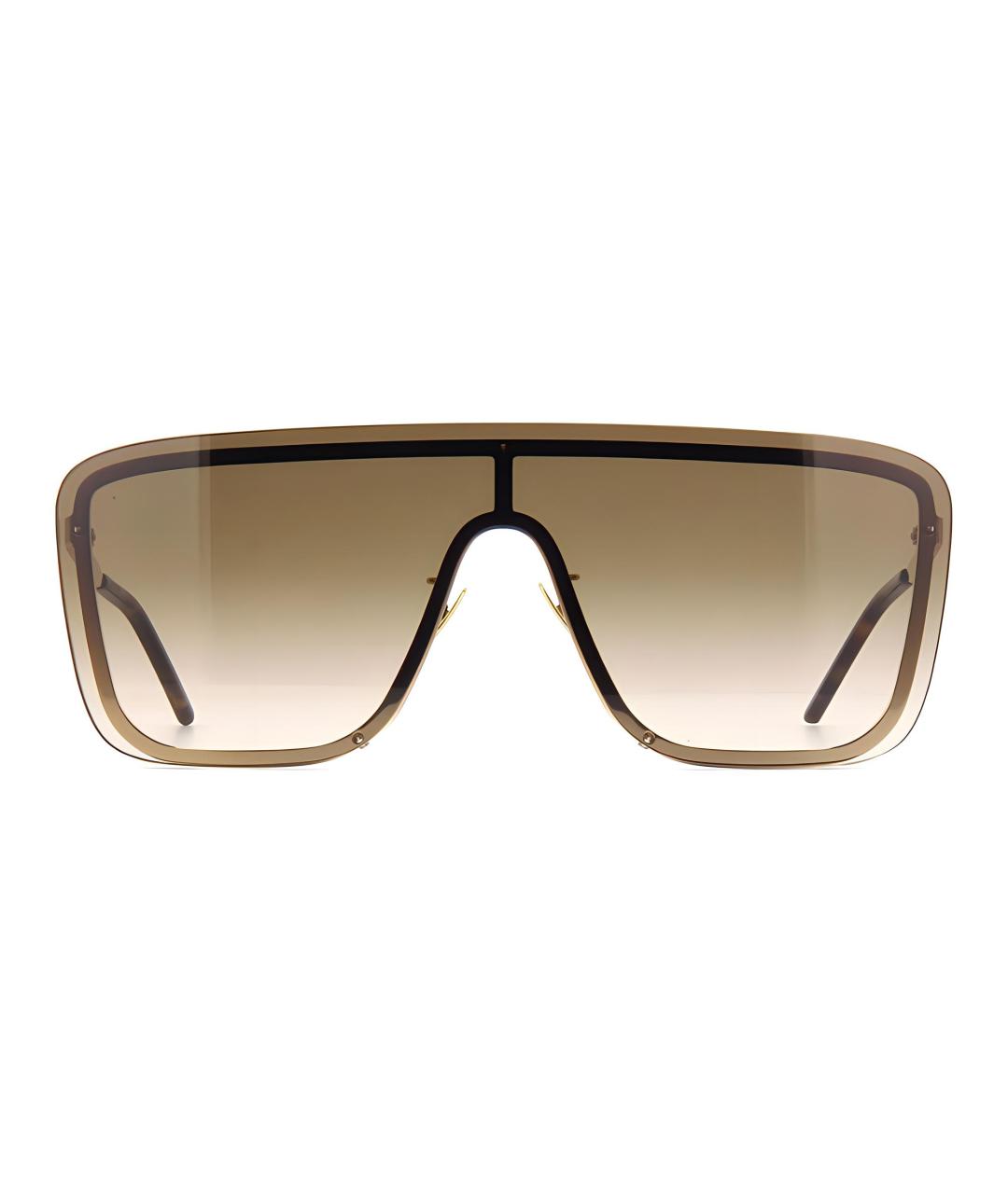 SAINT LAURENT Золотые металлические солнцезащитные очки, фото 2