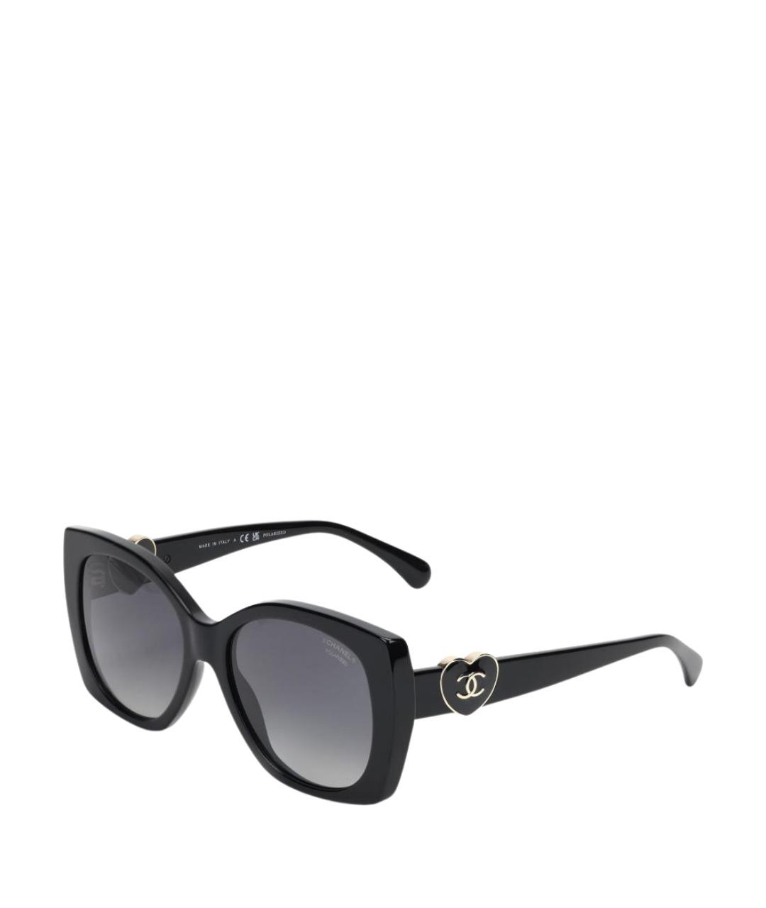 CHANEL Черные пластиковые солнцезащитные очки, фото 1