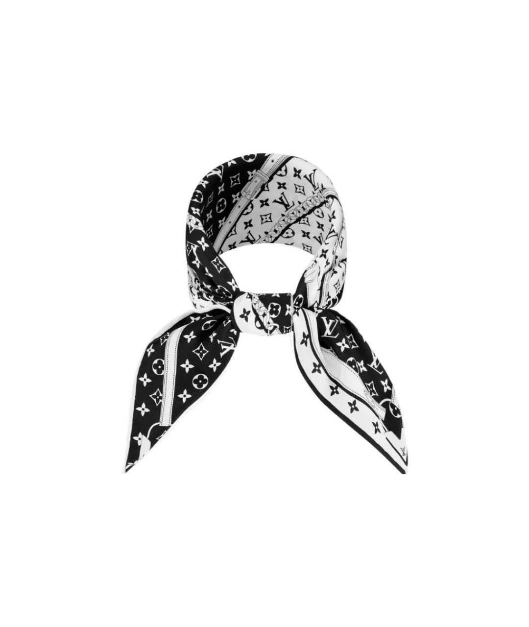 LOUIS VUITTON Черный шелковый шарф, фото 2