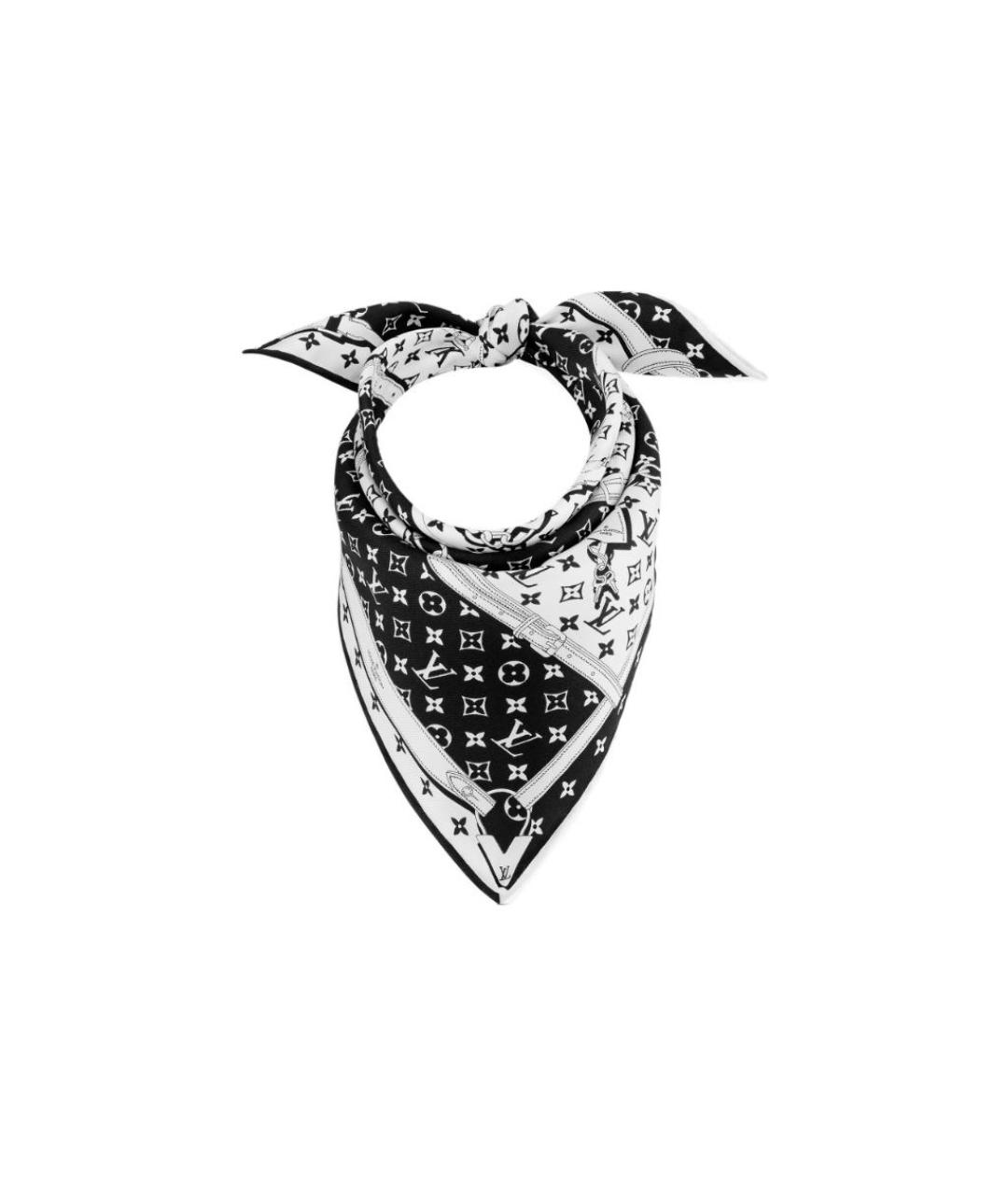 LOUIS VUITTON Черный шелковый шарф, фото 3