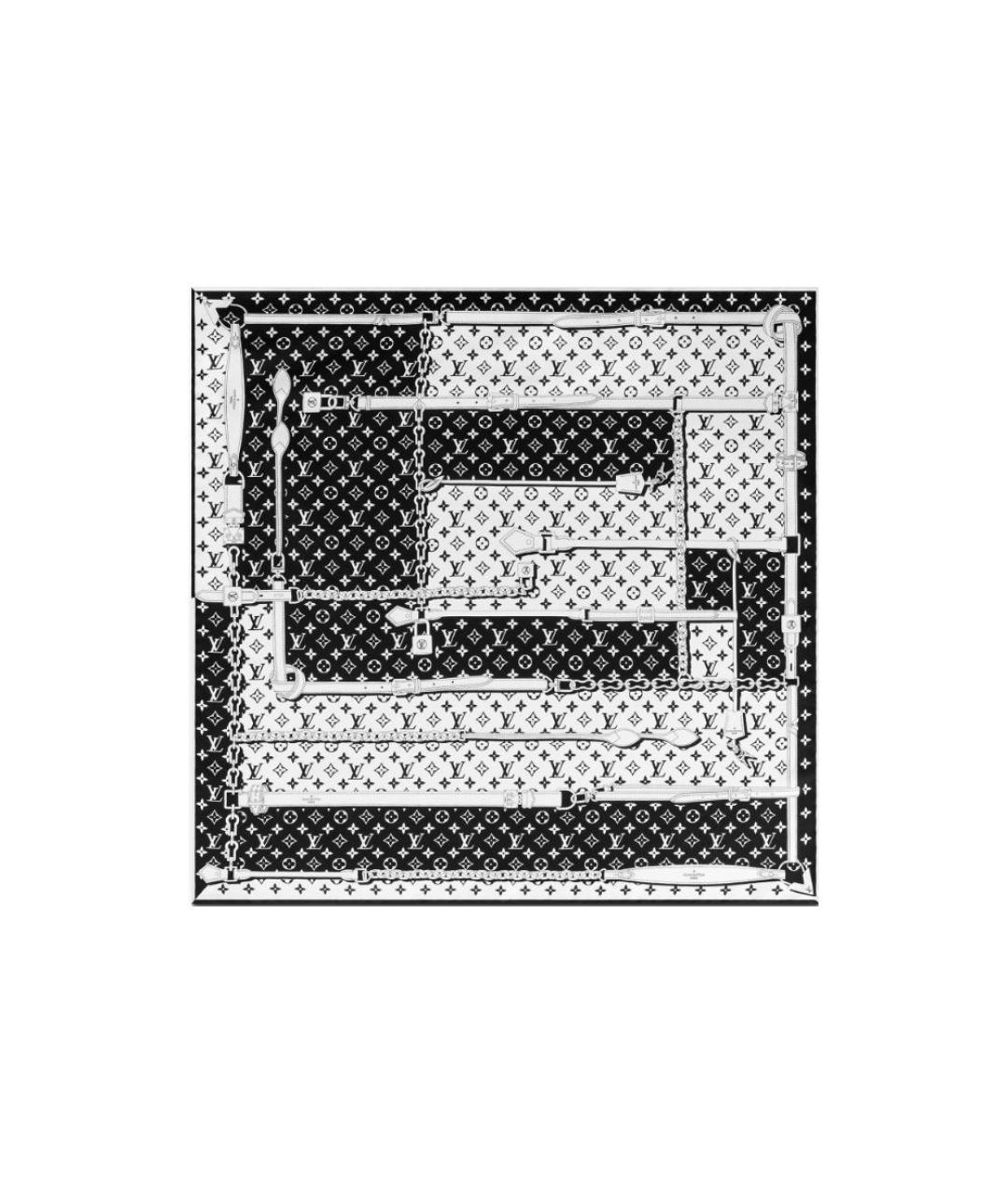 LOUIS VUITTON Черный шелковый шарф, фото 6