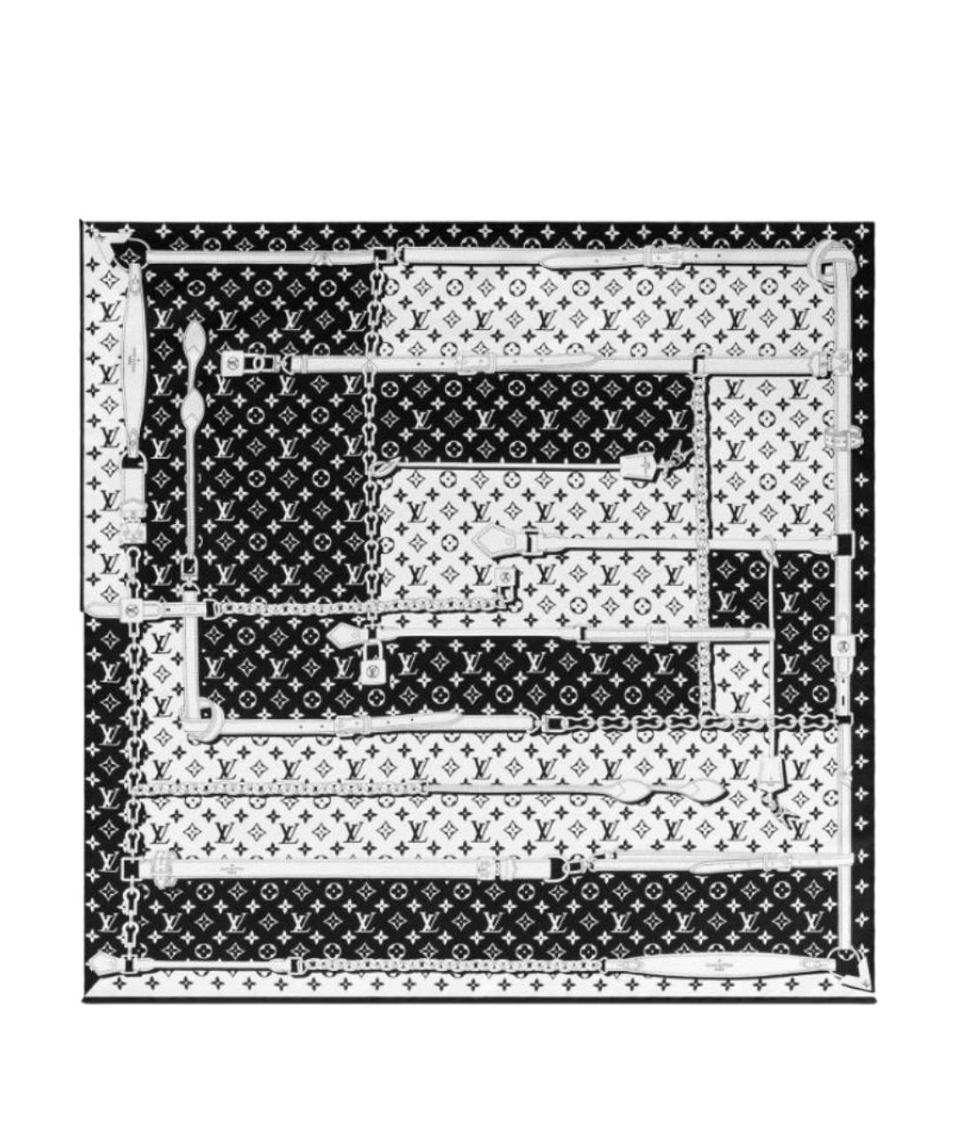 LOUIS VUITTON Черный шелковый шарф, фото 1