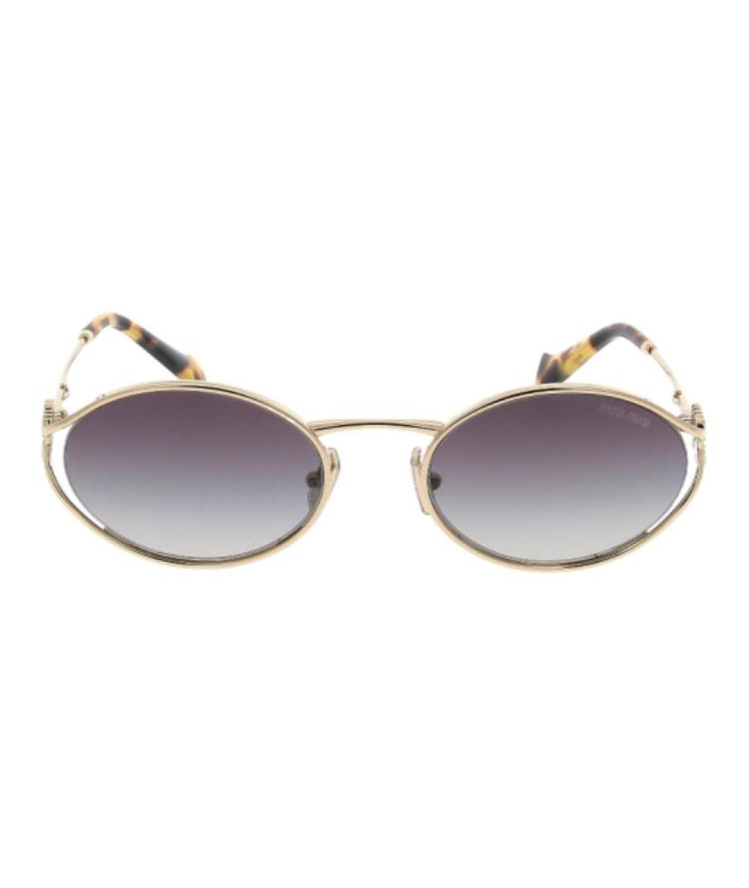 MIU MIU Золотые металлические солнцезащитные очки, фото 2