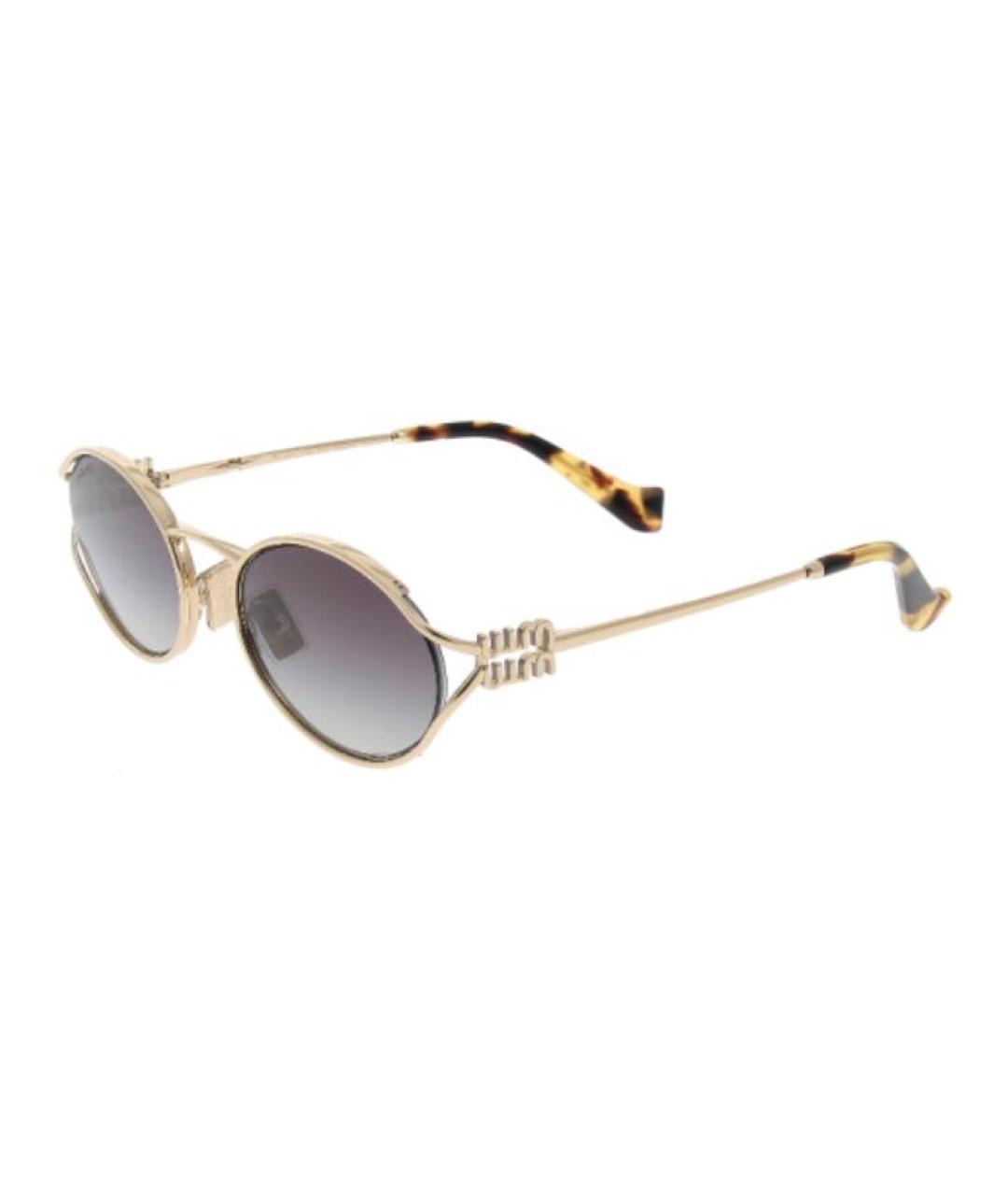 MIU MIU Золотые металлические солнцезащитные очки, фото 1