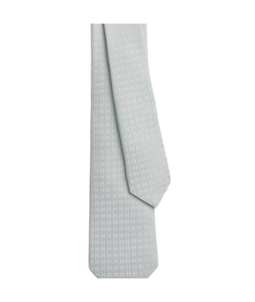 HERMES Салатовый шелковый галстук, фото 3