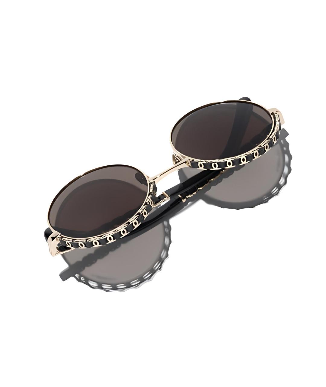 CHANEL Коричневые металлические солнцезащитные очки, фото 3