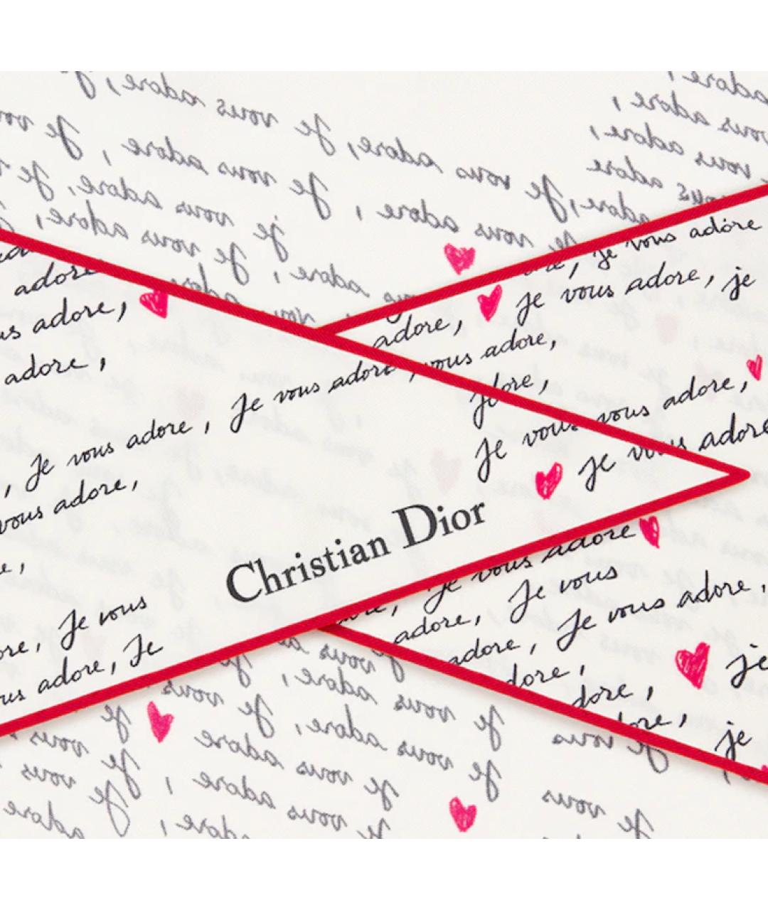 CHRISTIAN DIOR Белый шелковый шарф, фото 3