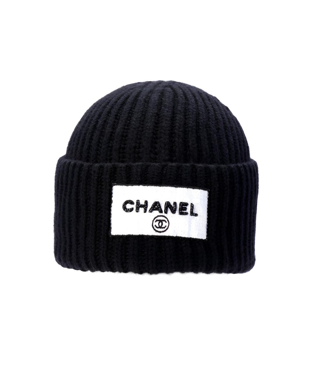 CHANEL Черная шерстяная шапка, фото 5