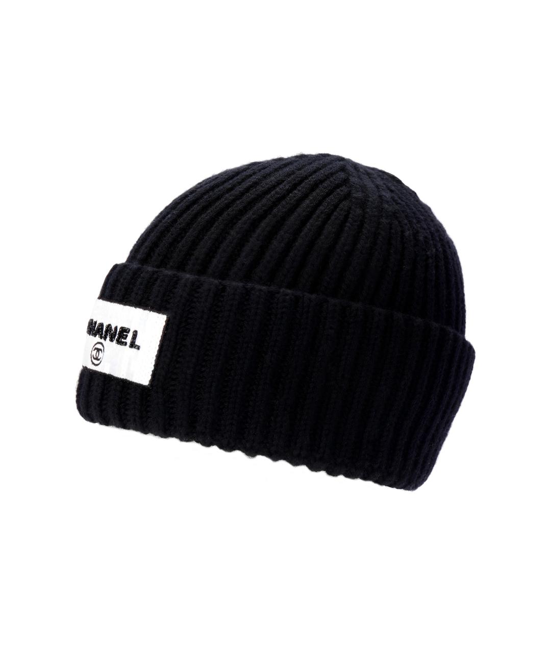 CHANEL Черная шерстяная шапка, фото 3