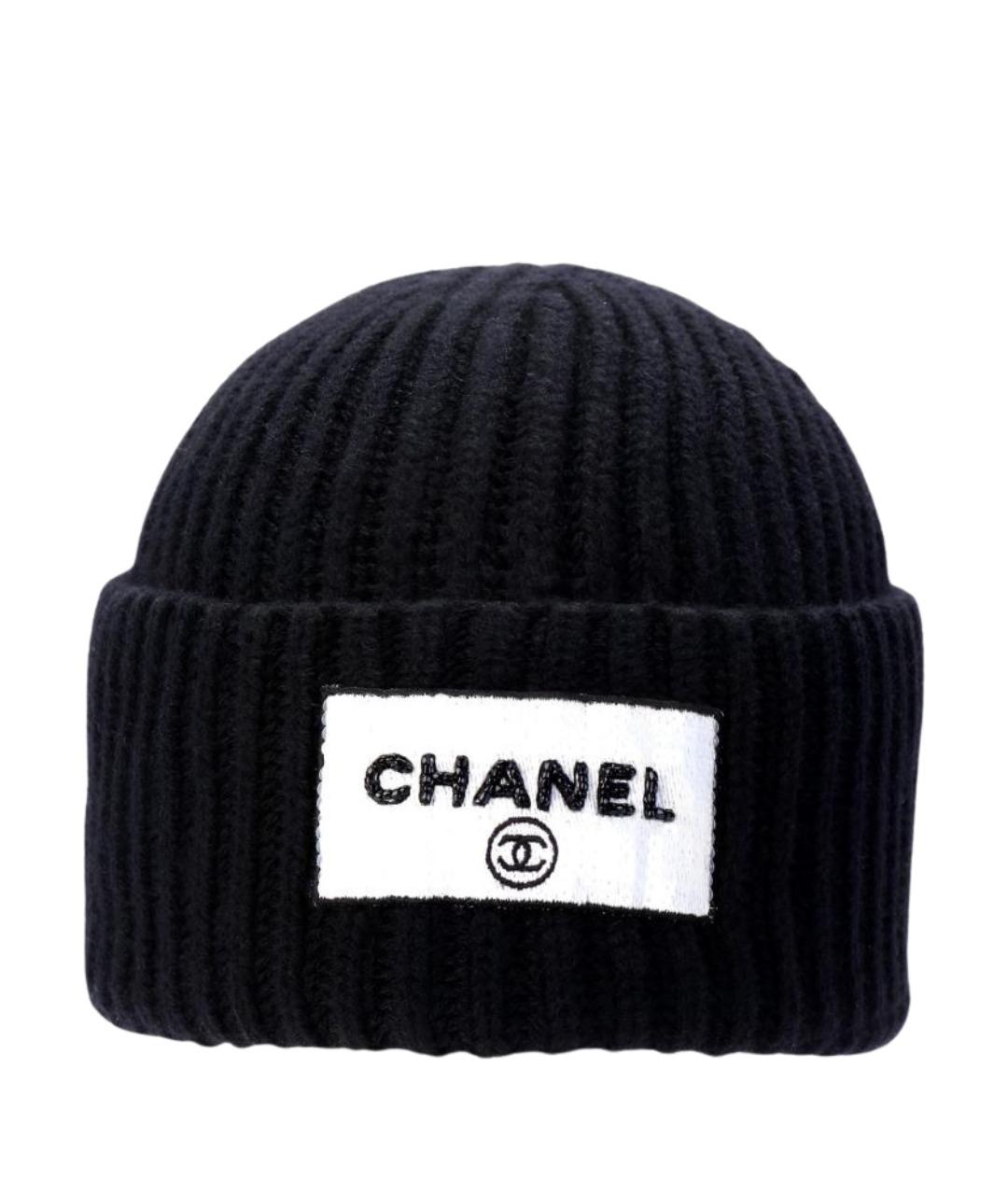 CHANEL Черная шерстяная шапка, фото 1