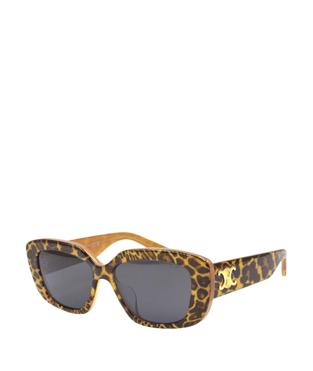 CELINE Коричневые пластиковые солнцезащитные очки, фото 1