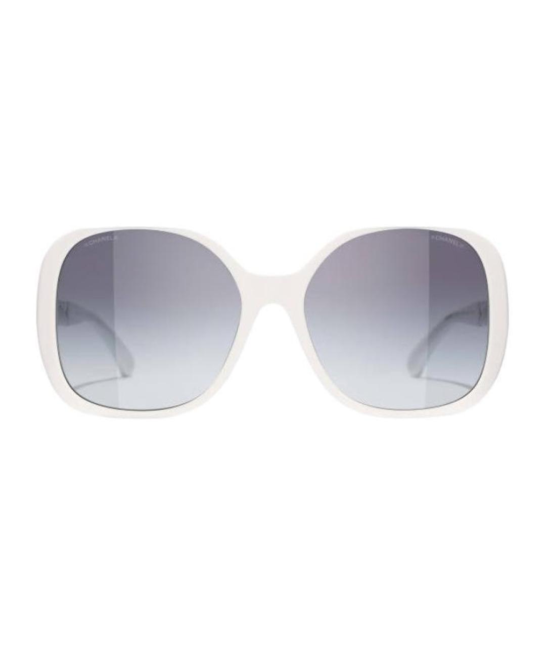 CHANEL Белые пластиковые солнцезащитные очки, фото 1