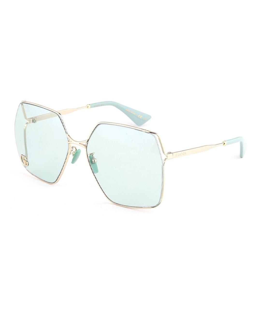 GUCCI Золотые металлические солнцезащитные очки, фото 1