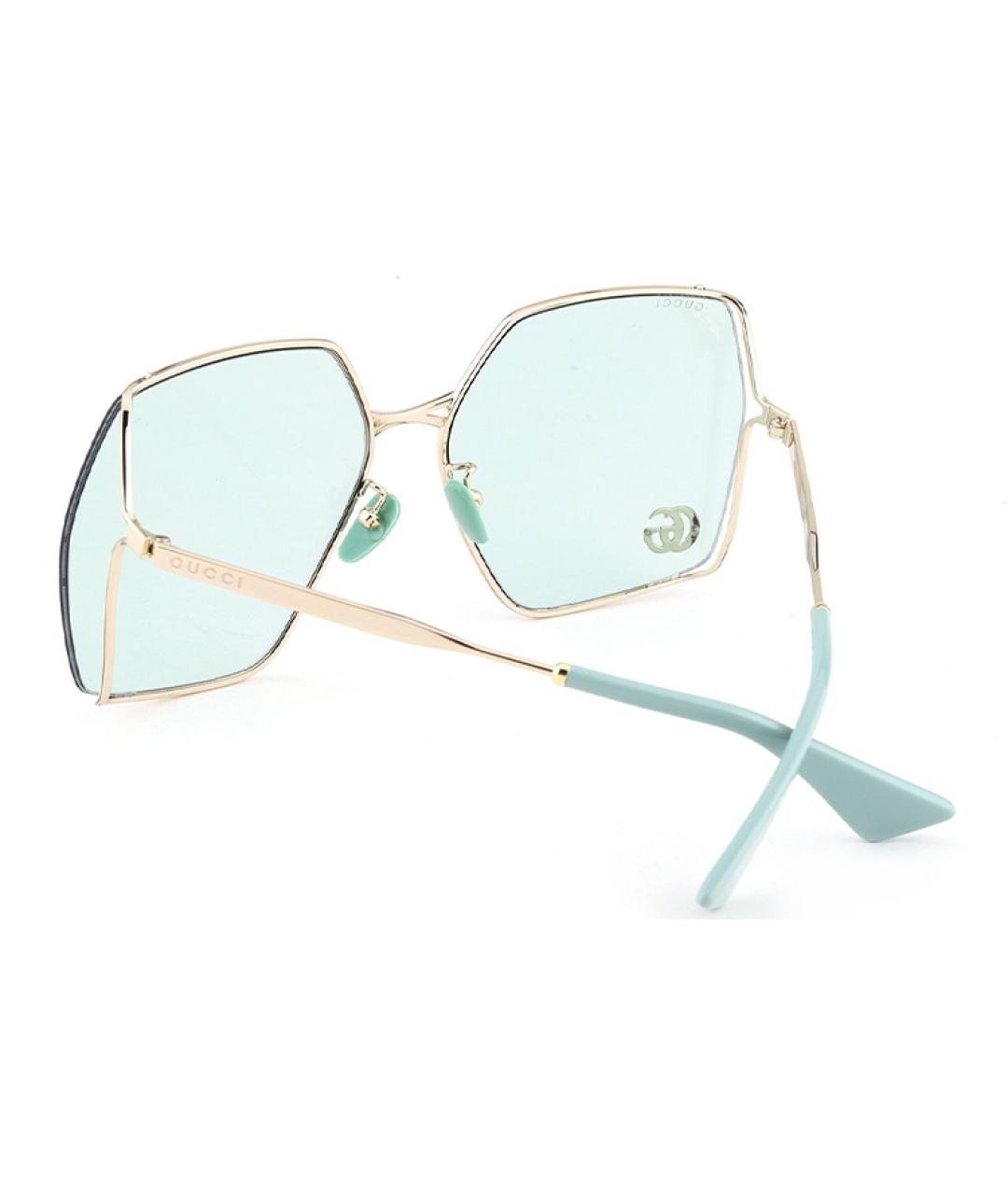 GUCCI Золотые металлические солнцезащитные очки, фото 3