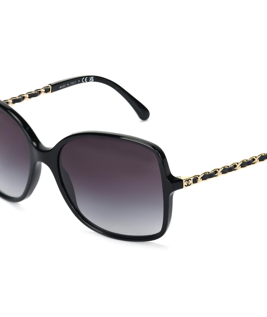 CHANEL Черные пластиковые солнцезащитные очки, фото 4