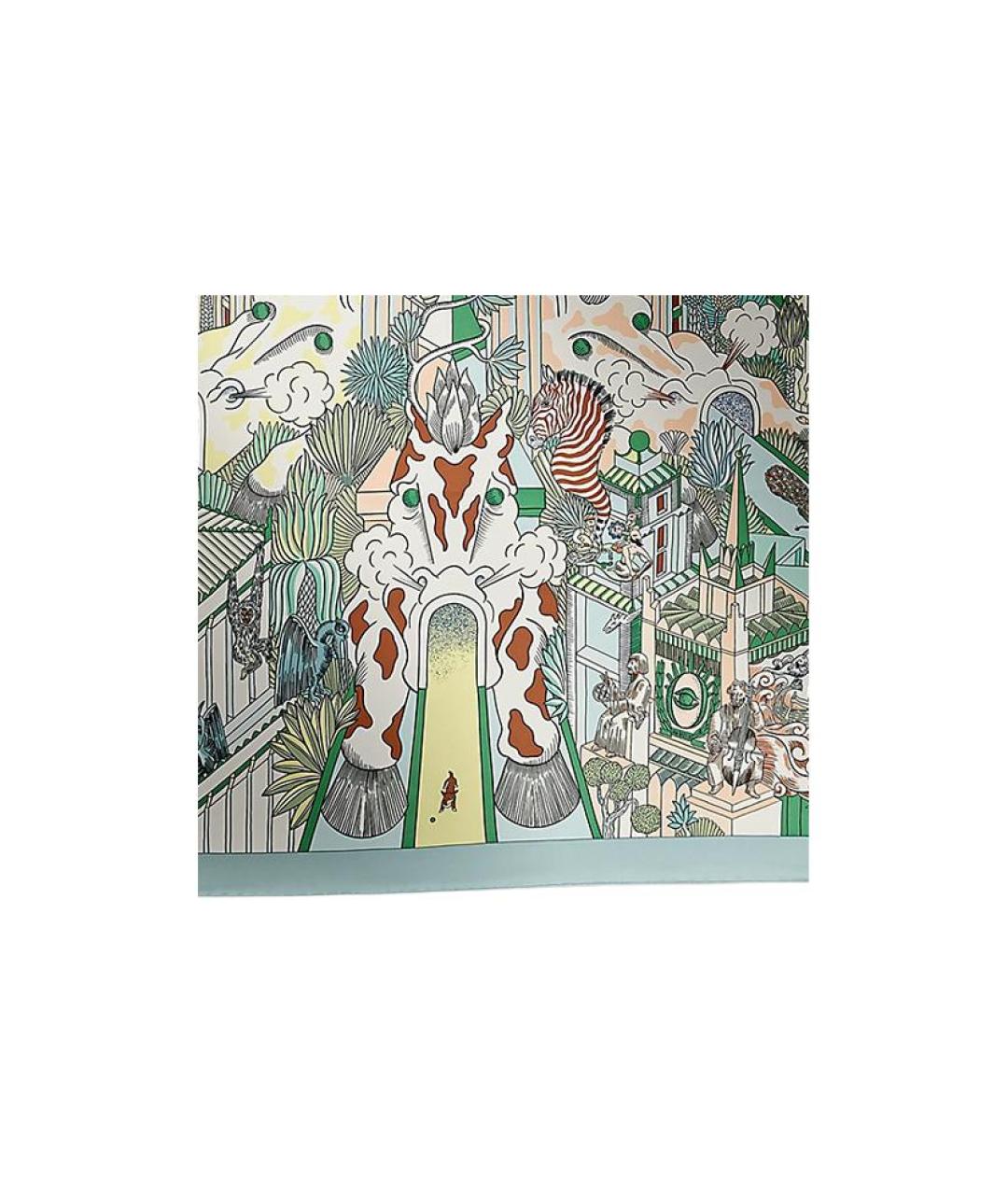 HERMES Зеленый шелковый шарф, фото 3