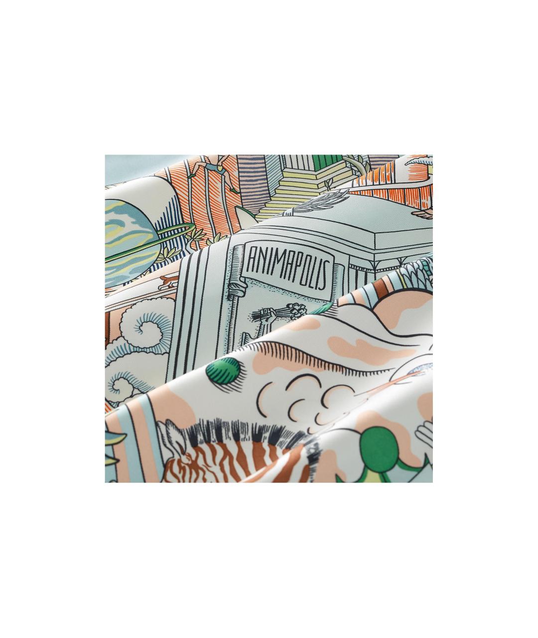 HERMES Зеленый шелковый шарф, фото 2