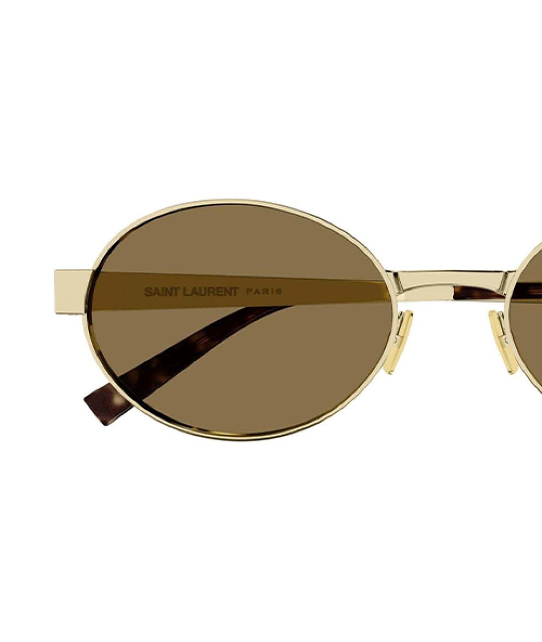 SAINT LAURENT Золотые металлические солнцезащитные очки, фото 3