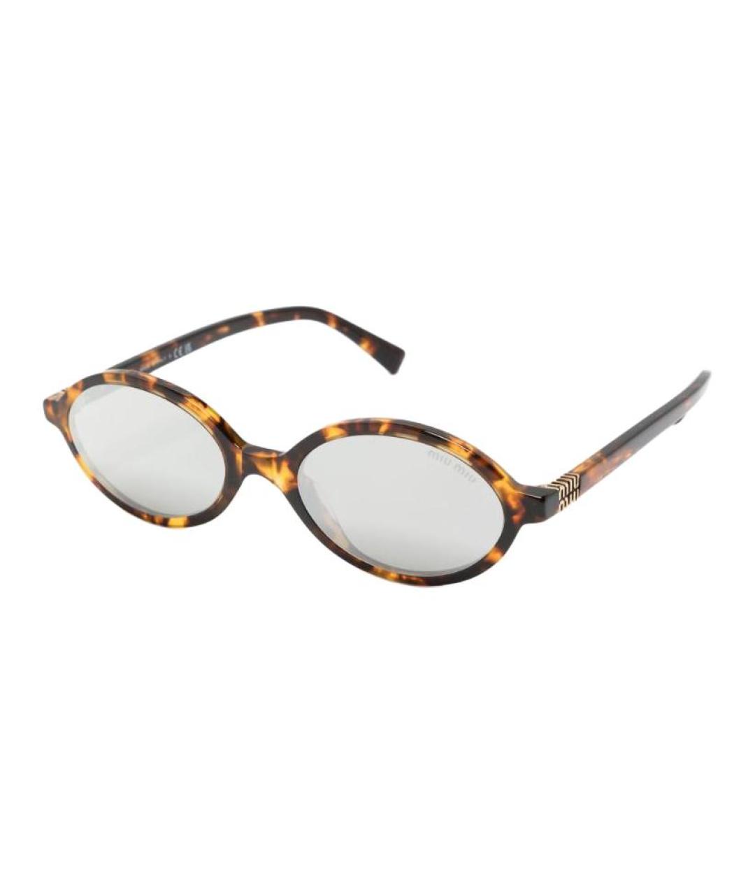 MIU MIU Коричневые пластиковые солнцезащитные очки, фото 1