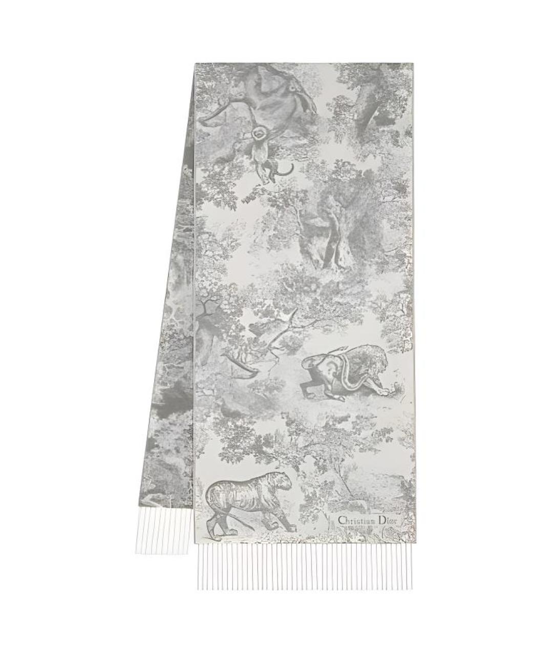CHRISTIAN DIOR Серый кашемировый шарф, фото 1