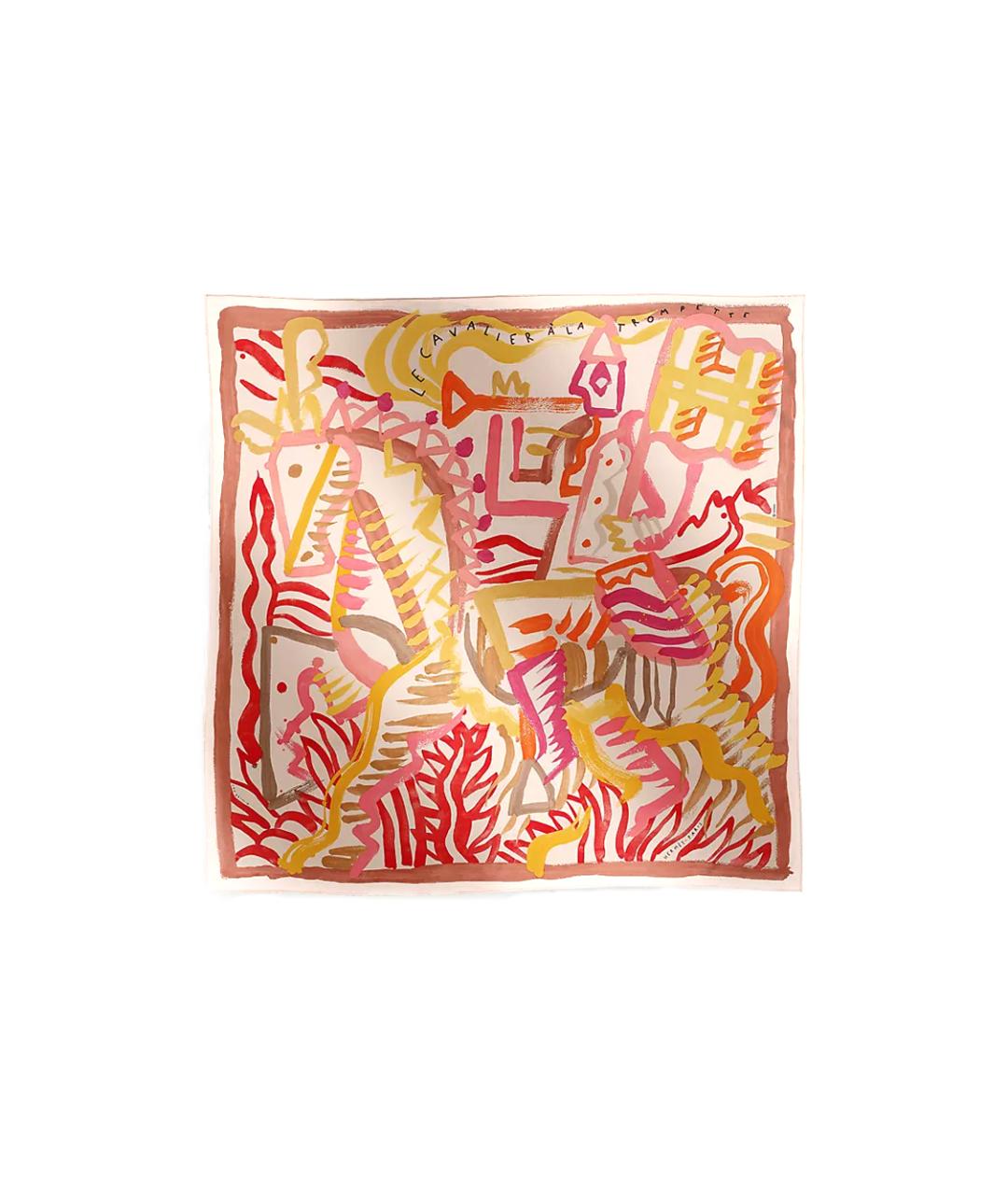 HERMES Красный шелковый шарф, фото 4