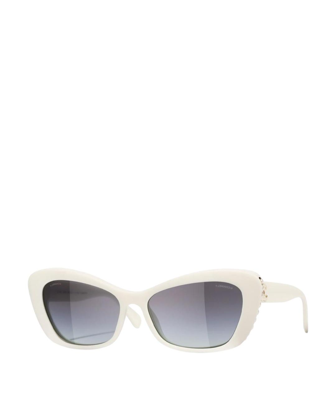 CHANEL Белые пластиковые солнцезащитные очки, фото 1