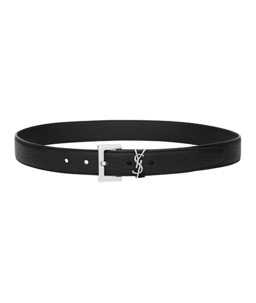 SAINT LAURENT Черный кожаный ремень, фото 2
