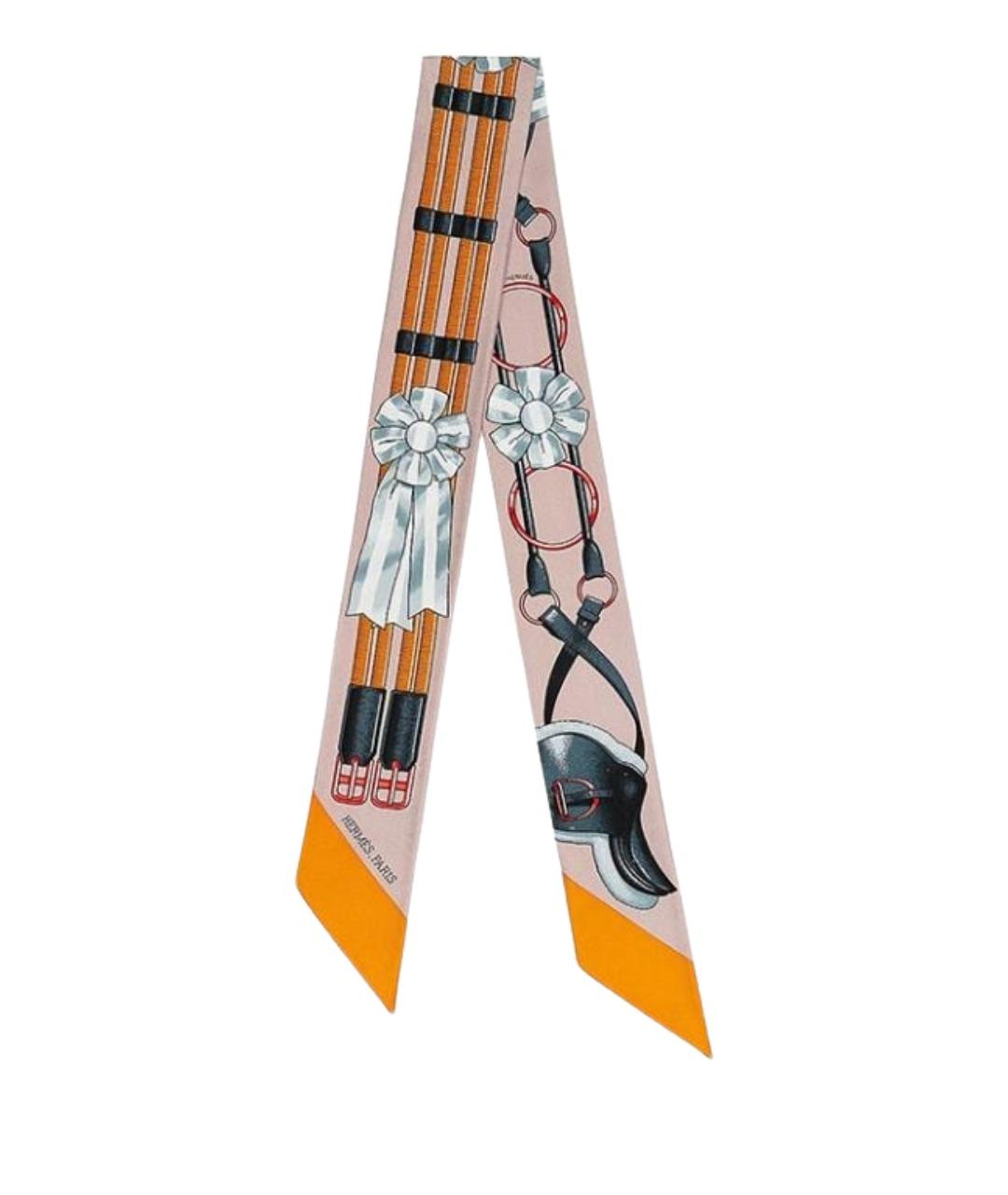 HERMES Бежевый шелковый шарф, фото 1