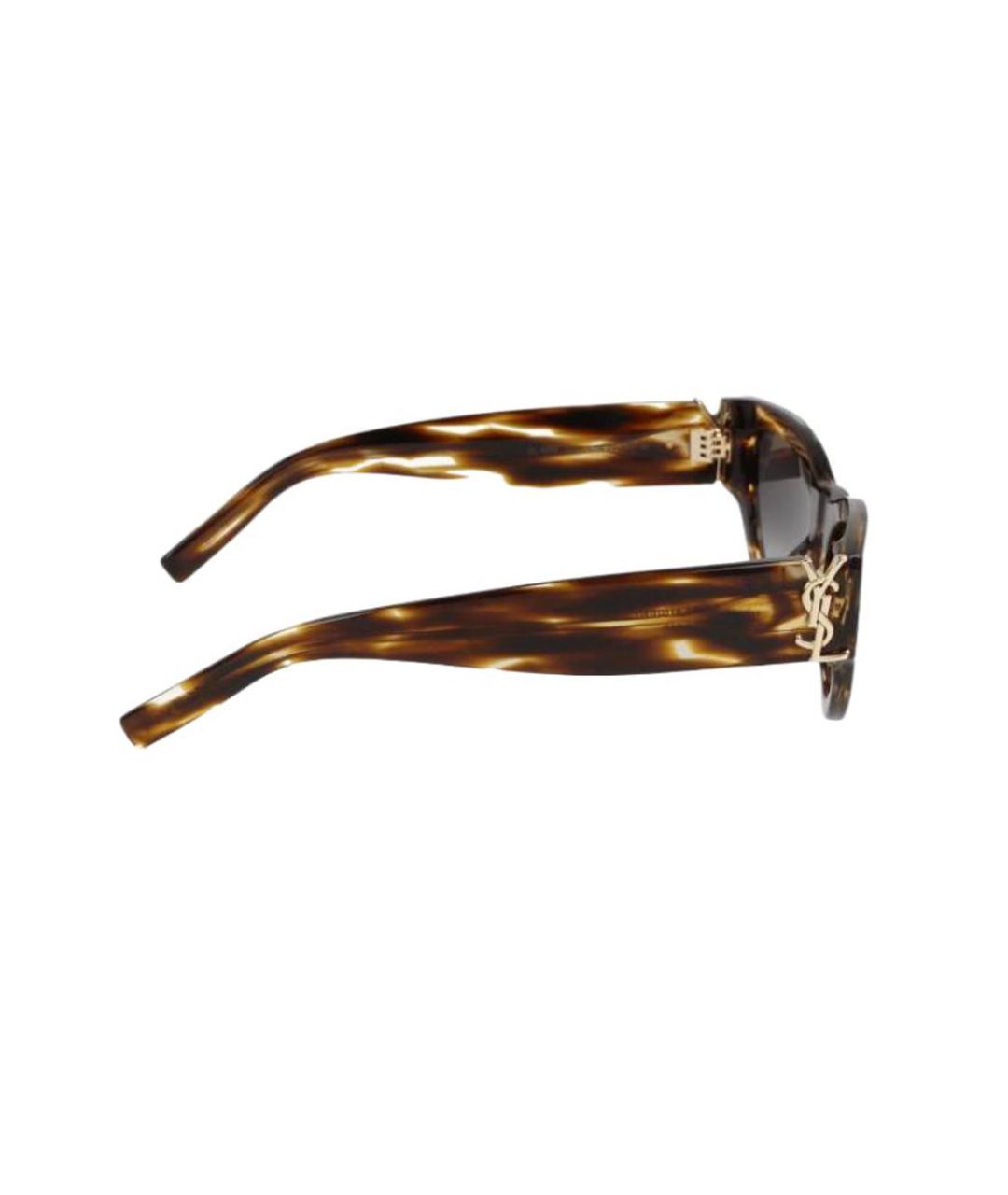 SAINT LAURENT Коричневые пластиковые солнцезащитные очки, фото 3
