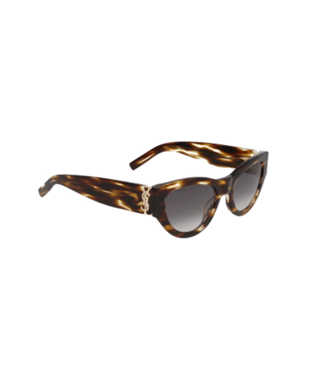 SAINT LAURENT Коричневые пластиковые солнцезащитные очки, фото 2