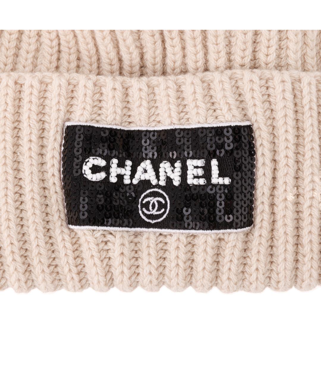 CHANEL Бежевая шерстяная шапка, фото 5