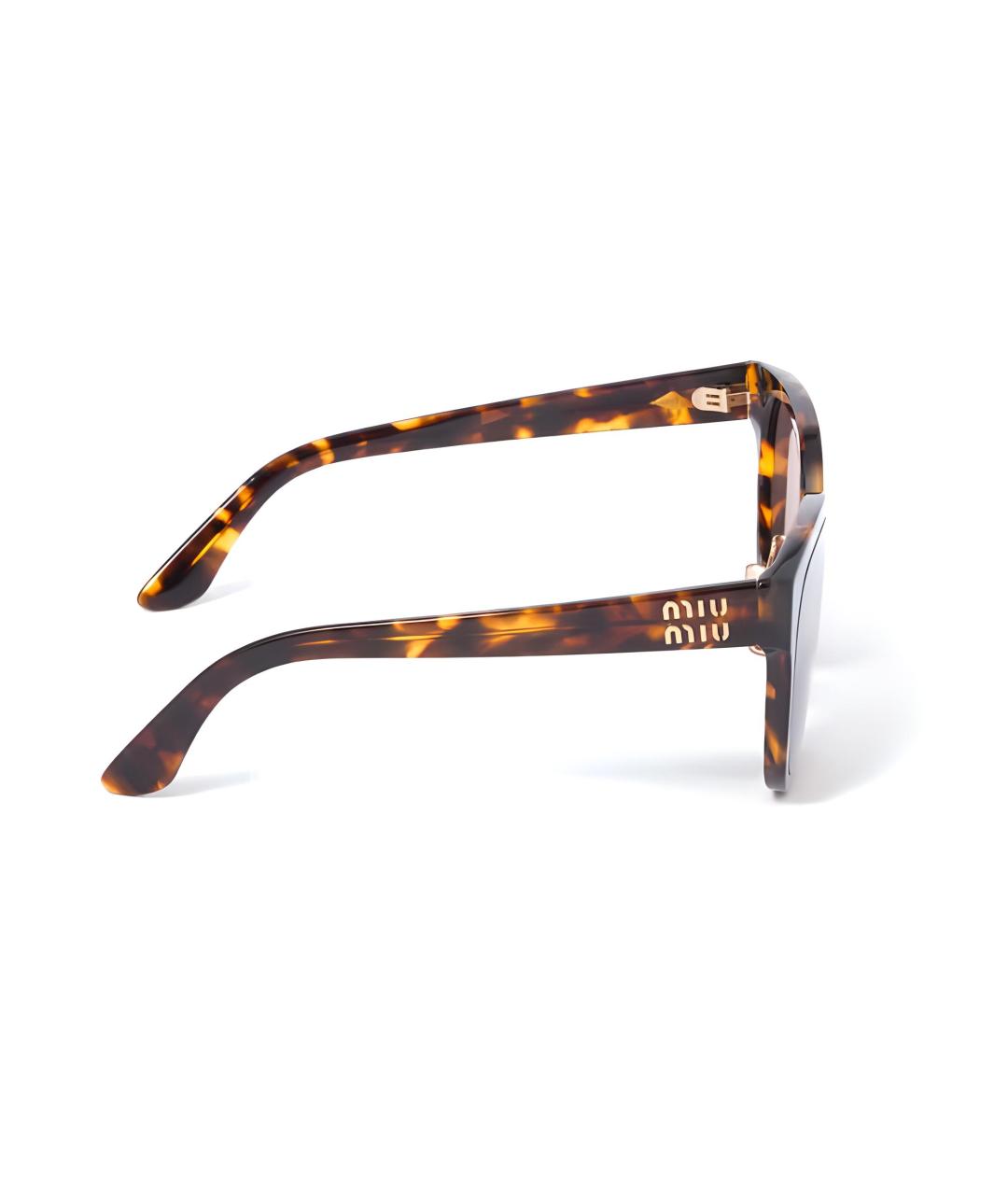 MIU MIU Коричневые пластиковые солнцезащитные очки, фото 3