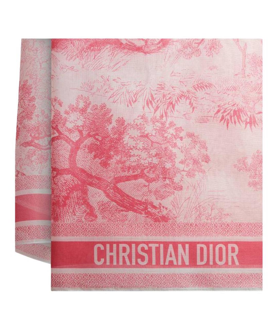 CHRISTIAN DIOR Розовый хлопковый шарф, фото 3