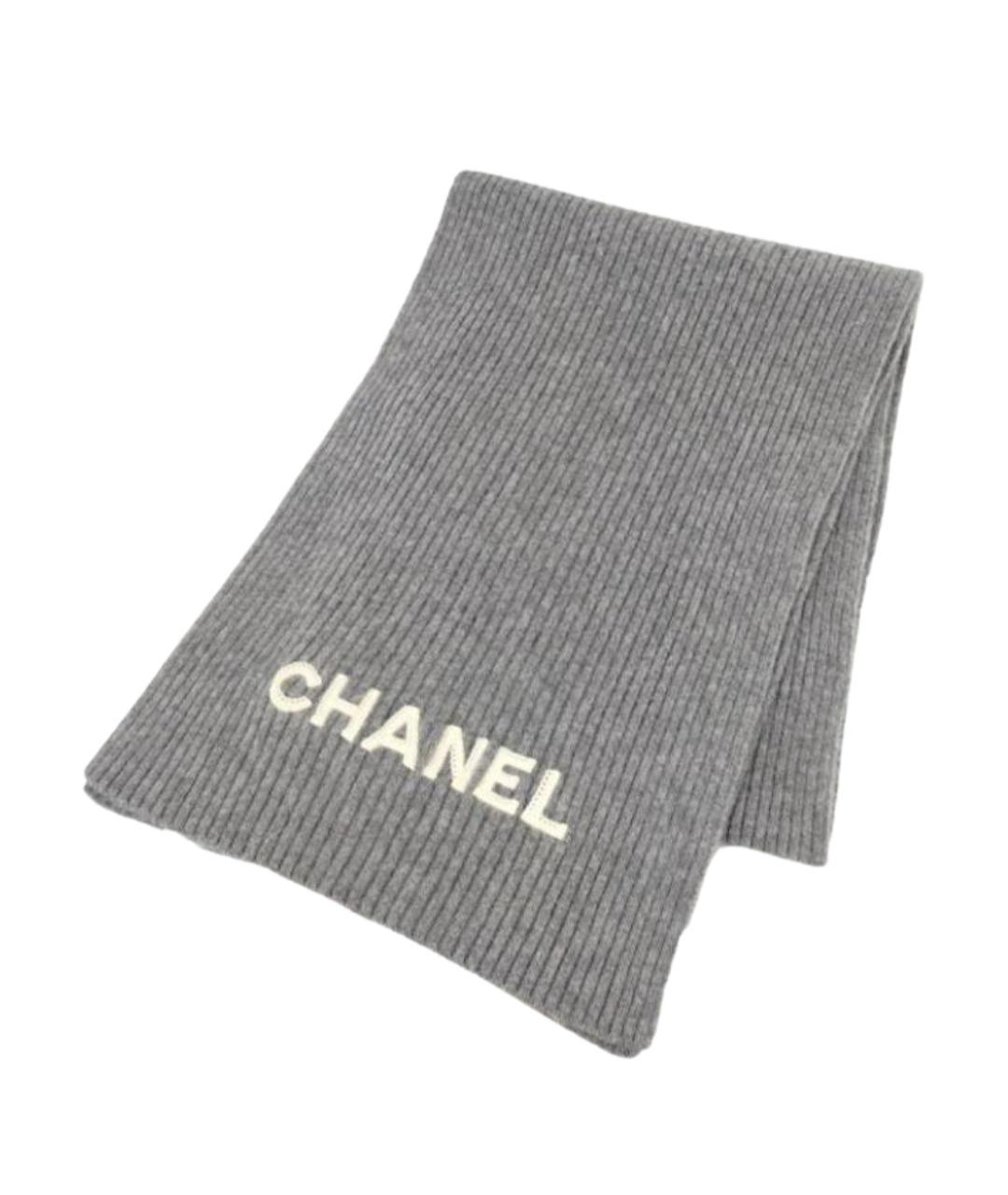 CHANEL Серый шарф, фото 1