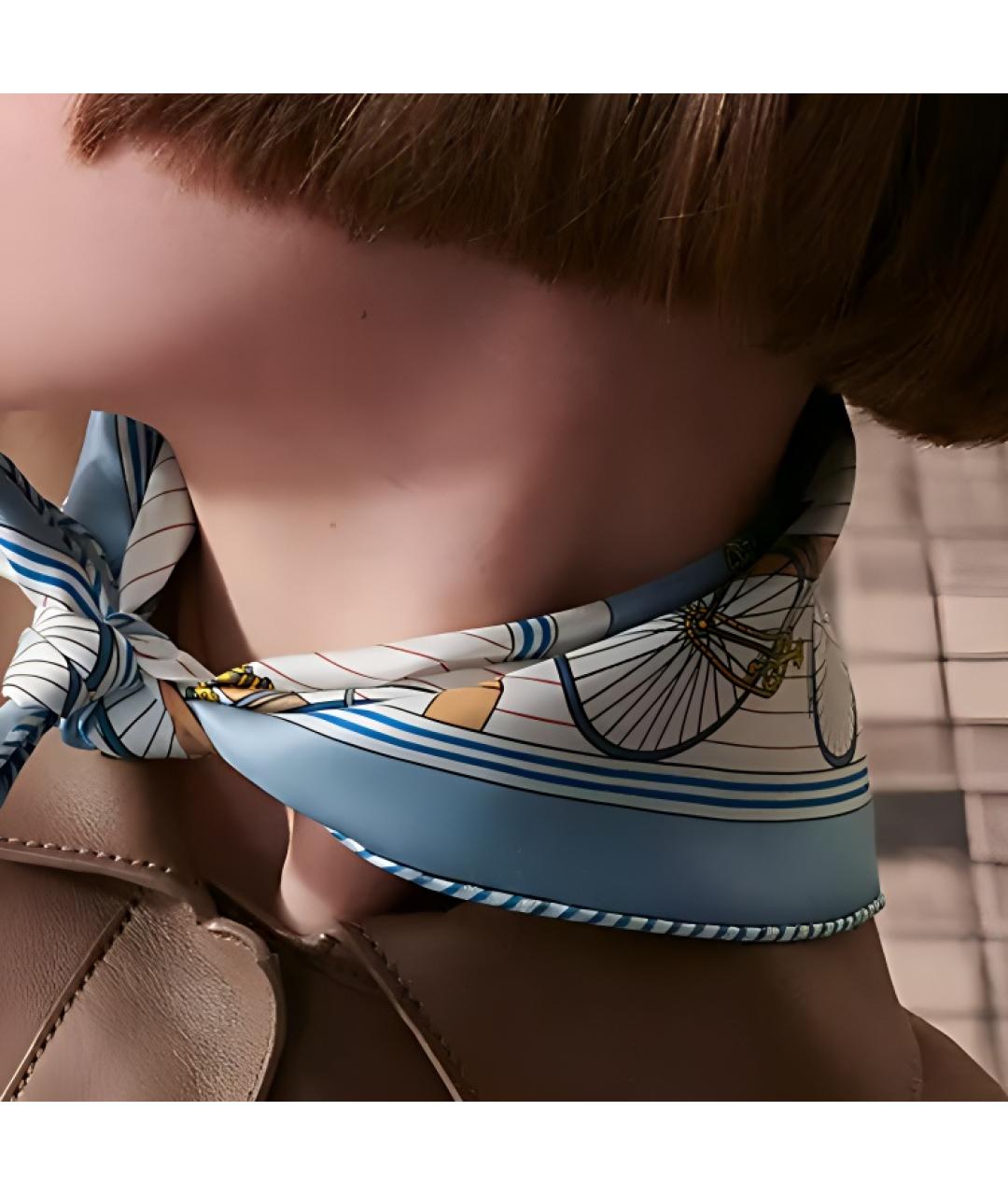 HERMES Голубой шелковый шарф, фото 2