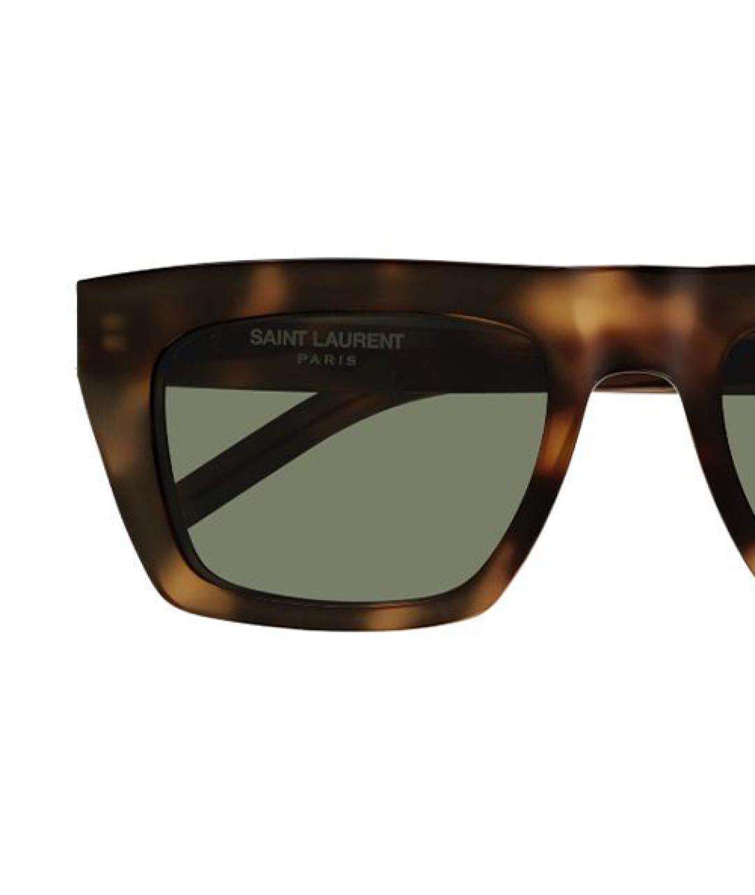 SAINT LAURENT Коричневые пластиковые солнцезащитные очки, фото 3