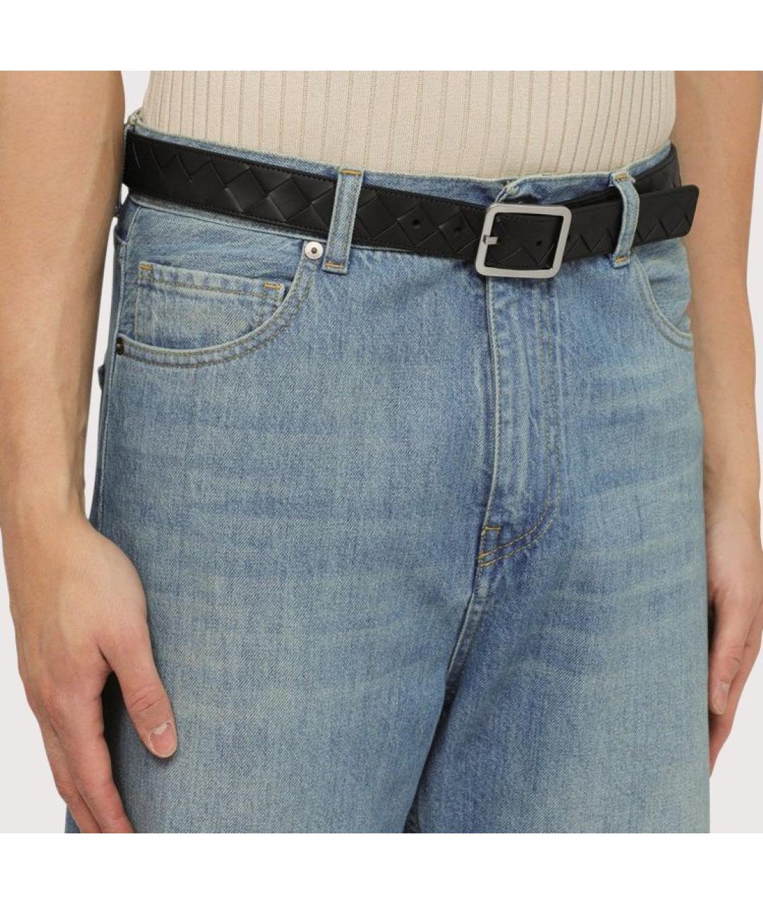 BOTTEGA VENETA Черный кожаный ремень, фото 4