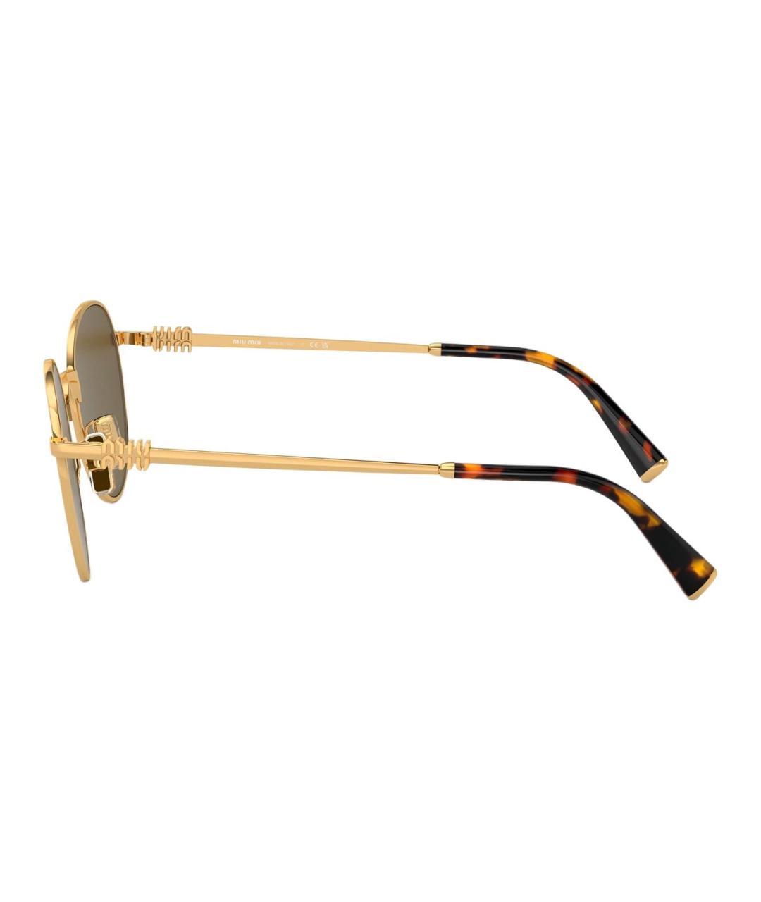 MIU MIU Золотые металлические солнцезащитные очки, фото 3
