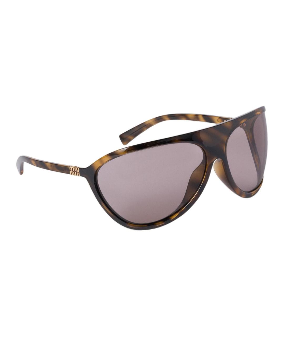MIU MIU Коричневые пластиковые солнцезащитные очки, фото 4