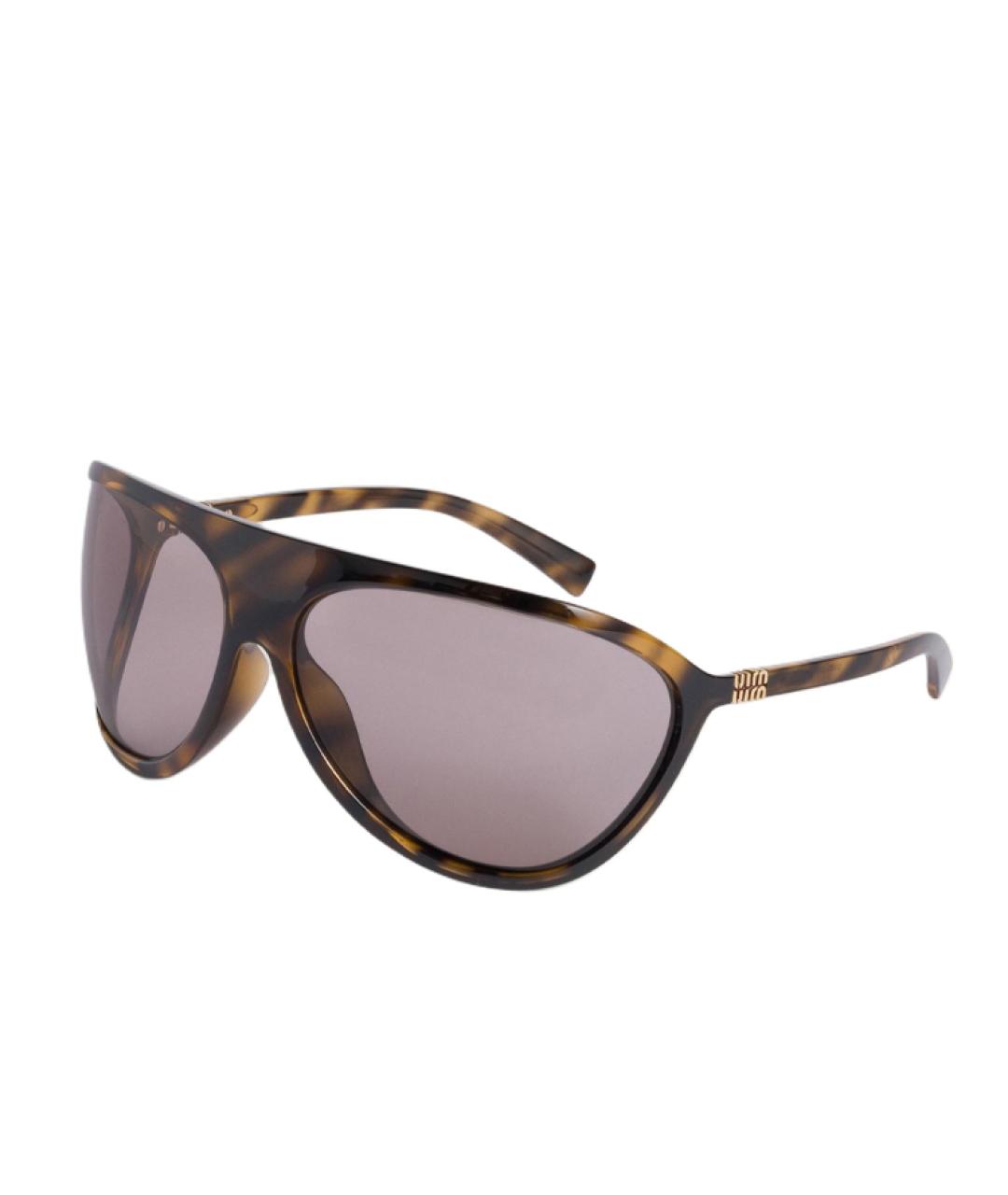 MIU MIU Коричневые пластиковые солнцезащитные очки, фото 1