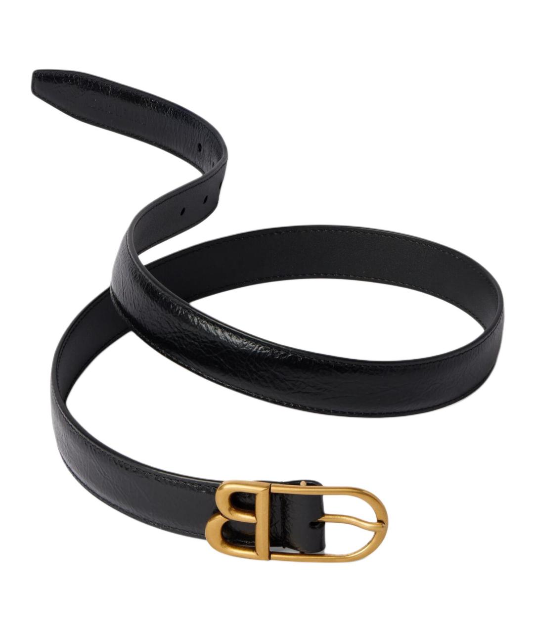 BALENCIAGA Черный кожаный ремень, фото 2