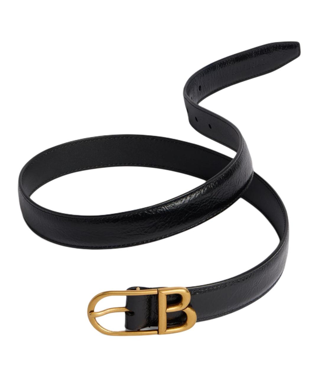 BALENCIAGA Черный кожаный ремень, фото 1