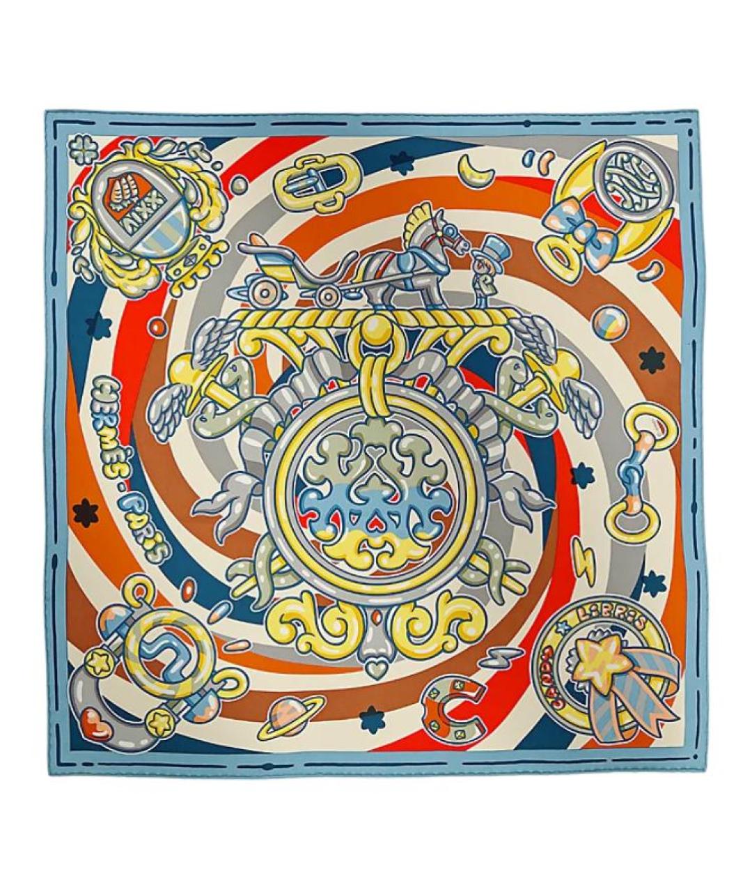 HERMES Мульти шелковый шарф, фото 1