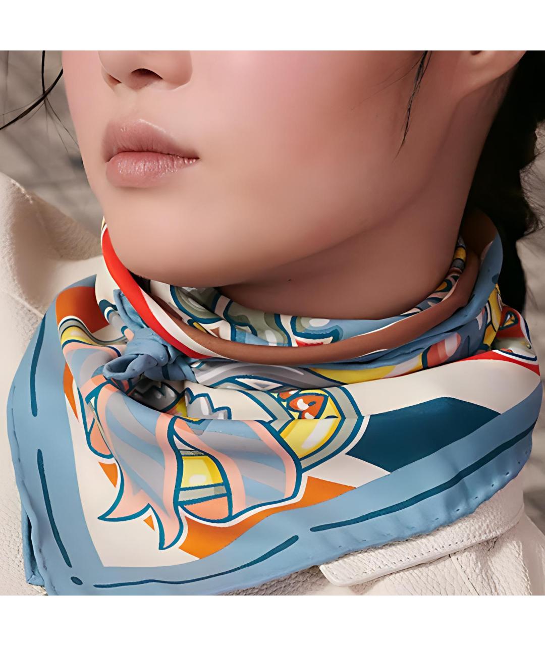 HERMES Мульти шелковый шарф, фото 2