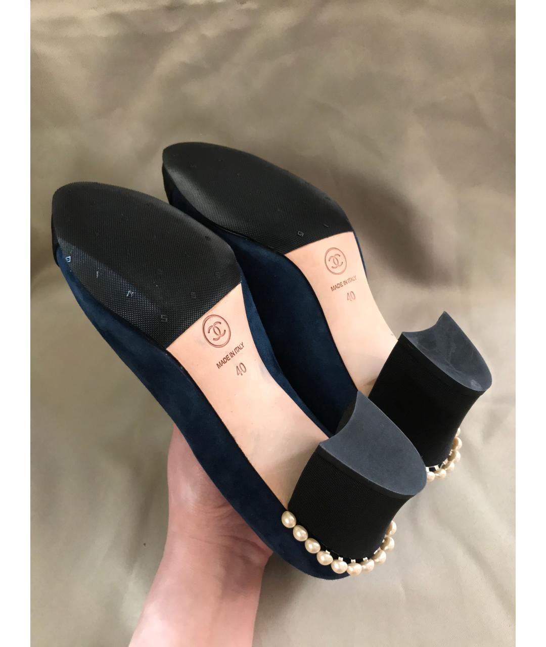 CHANEL Синие замшевые туфли, фото 4