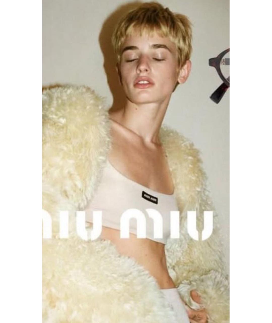 MIU MIU Бежевая хлопковая юбка мини, фото 7