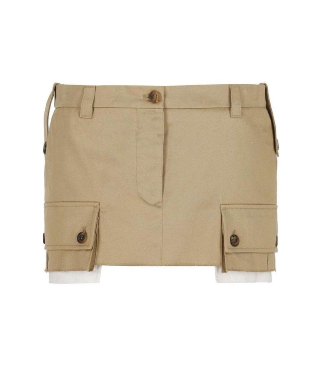 MIU MIU Бежевая хлопковая юбка мини, фото 1