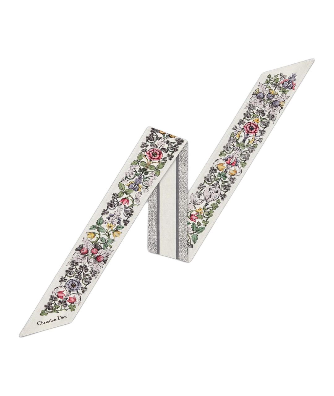 CHRISTIAN DIOR Белый шелковый шарф, фото 1